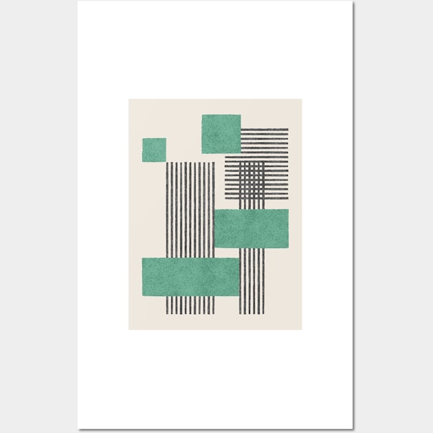 Stripes and Square Composition - Green Wall Art by moonlightprint